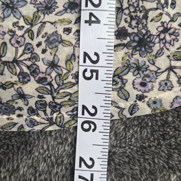 Free People Floral Blouse Blue White Long Sleeve Semi Sheer Size XL - Picture 5 of 7